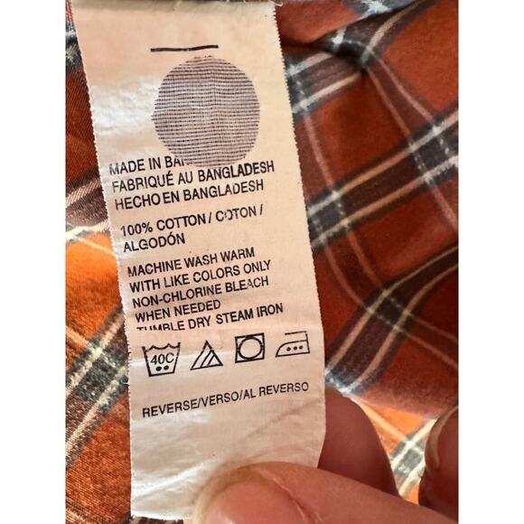 G.H. Bass & Co. Orange Plaid Button-Up Shirt - Size Medium - Picture 9 of 10